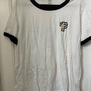 PINK Victoria's Secret White Tee with Black Trim